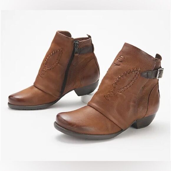 Miz Mooz Mimic Leather Wide Width Wrapped Ankle Boots - Picture 3 of 8